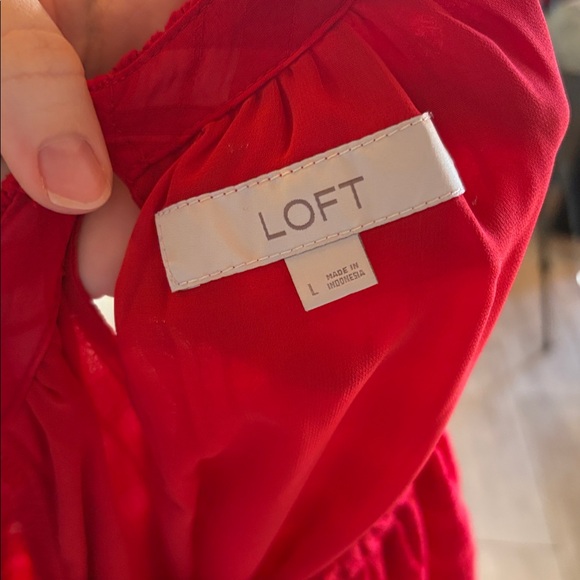 [LOFT] Vibrant Striped Red Blouse - Size Large - Picture 5 of 5